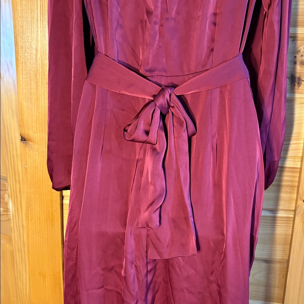 NWT Silk Pin Up Art Burgundy Sexy Wrap Formal Cocktail Maxi Dress Size Large - Picture 8 of 14